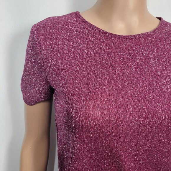 Seven Seven Women's Sparkly Berry Pink Short Sleeve Top in a Size Small - Picture 3 of 10